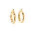 A pair of 1 Inch Round Hoop Earrings in 14k gold-filled with butterfly clasps, elegantly displayed against a white background. These stunning beauties, featuring a 4mm wide flat inner side, are lead and nickel free for comfortable and stylish wearability.